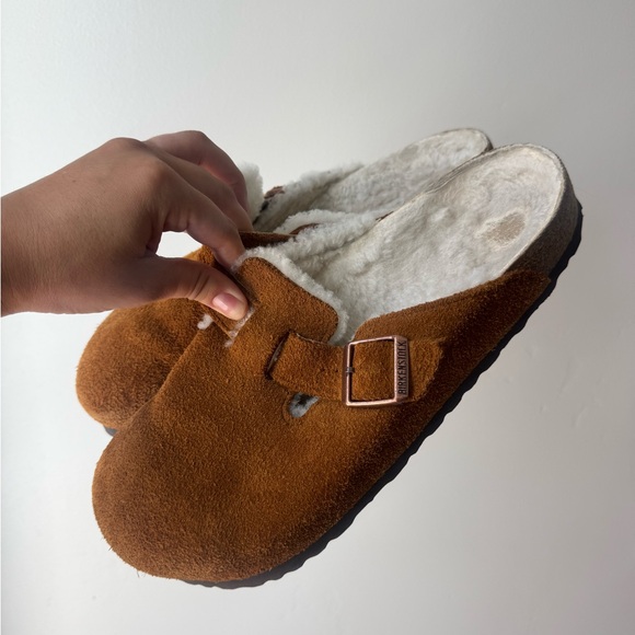Birkenstock Boston Shearling Suede Clogs Brown 11 Mink Suede Scandi Cottagecore - Picture 3 of 11